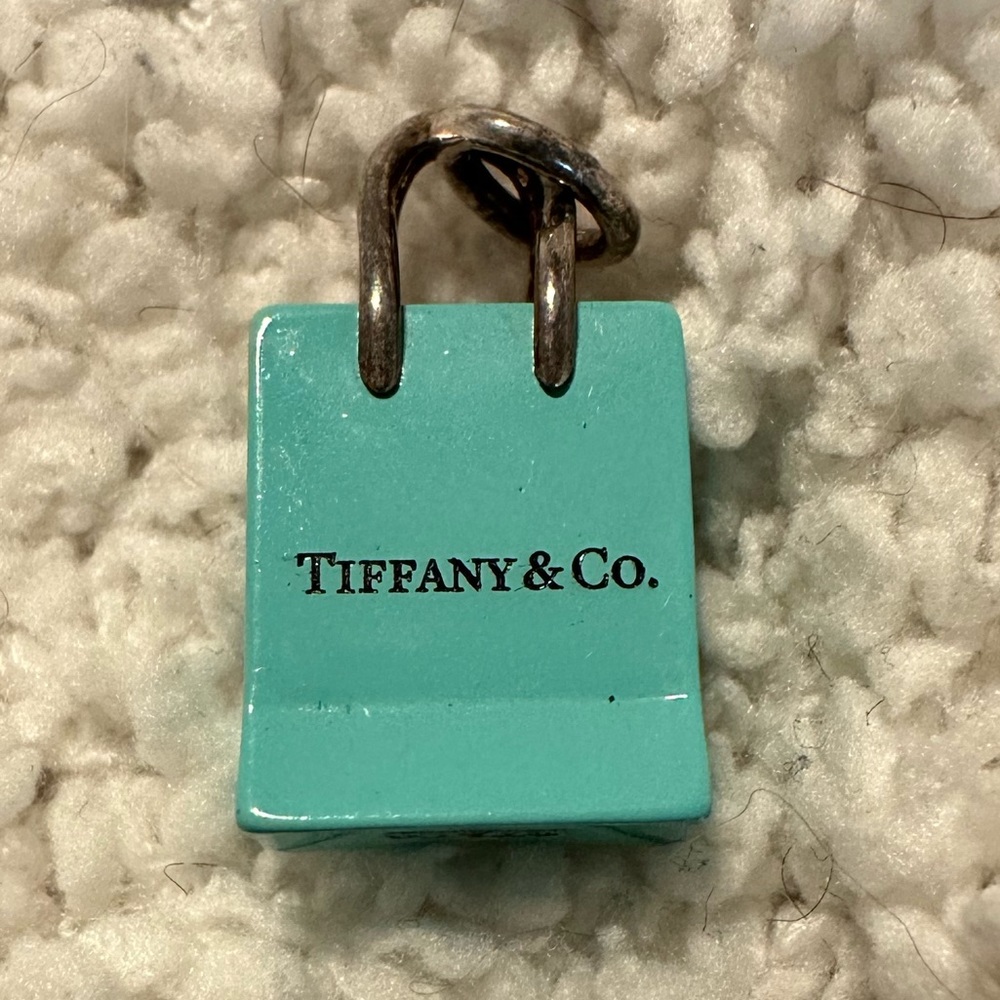 Tiffany & Co Shopping Bag Charm Blue Enamel